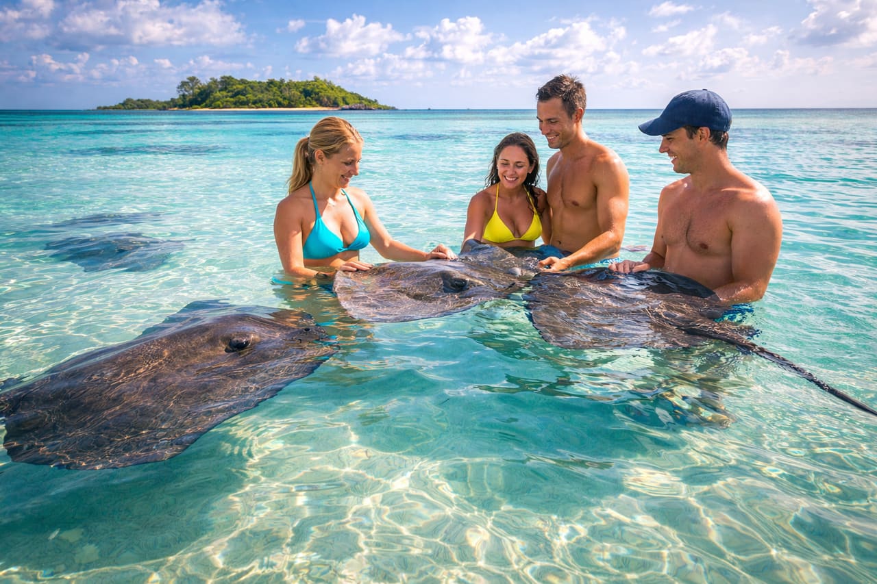 Stingray City Antigua - laguna con acqua cristallina e razze marine