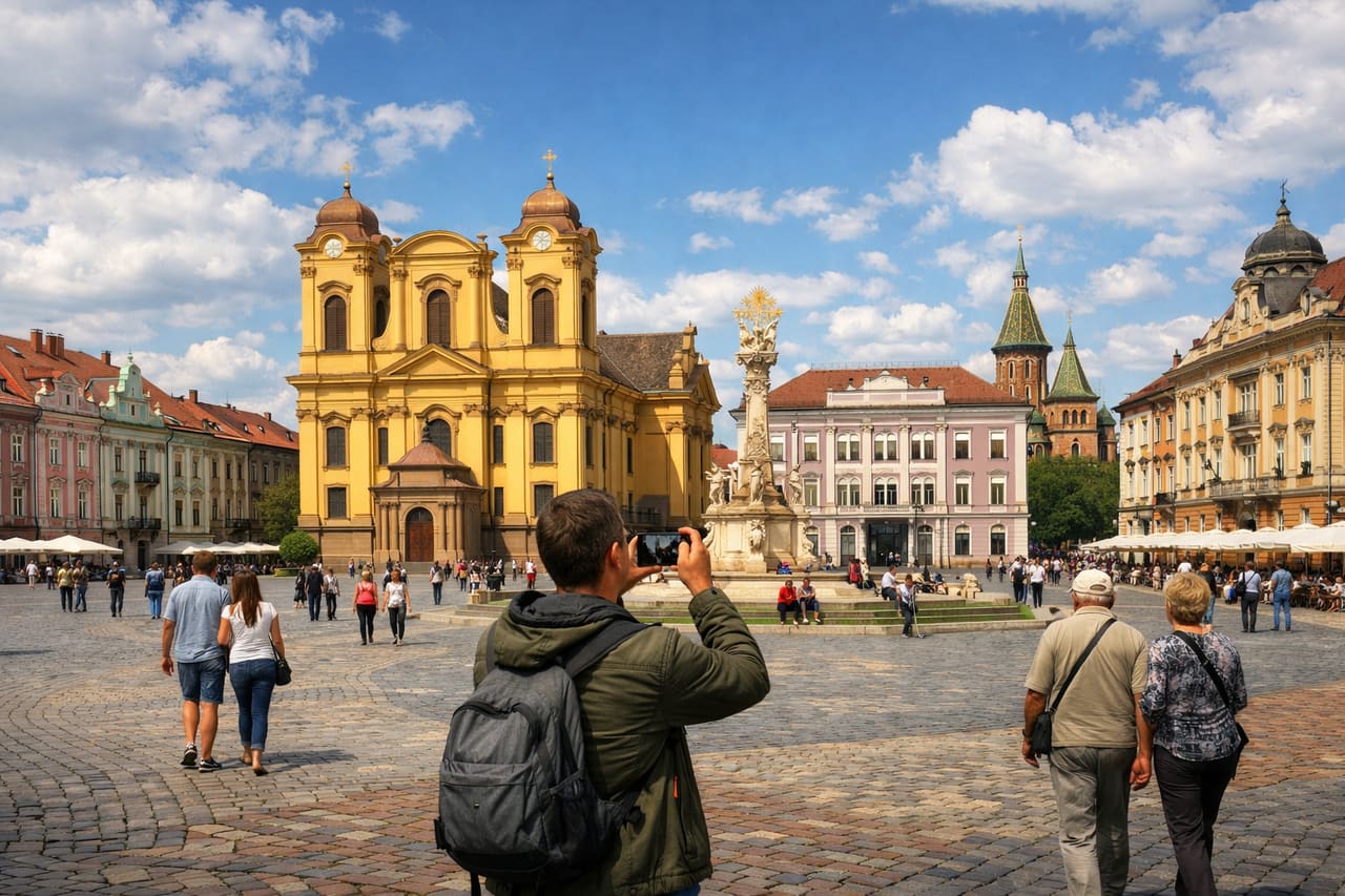 Piața Unirii nella città di Timișoara.