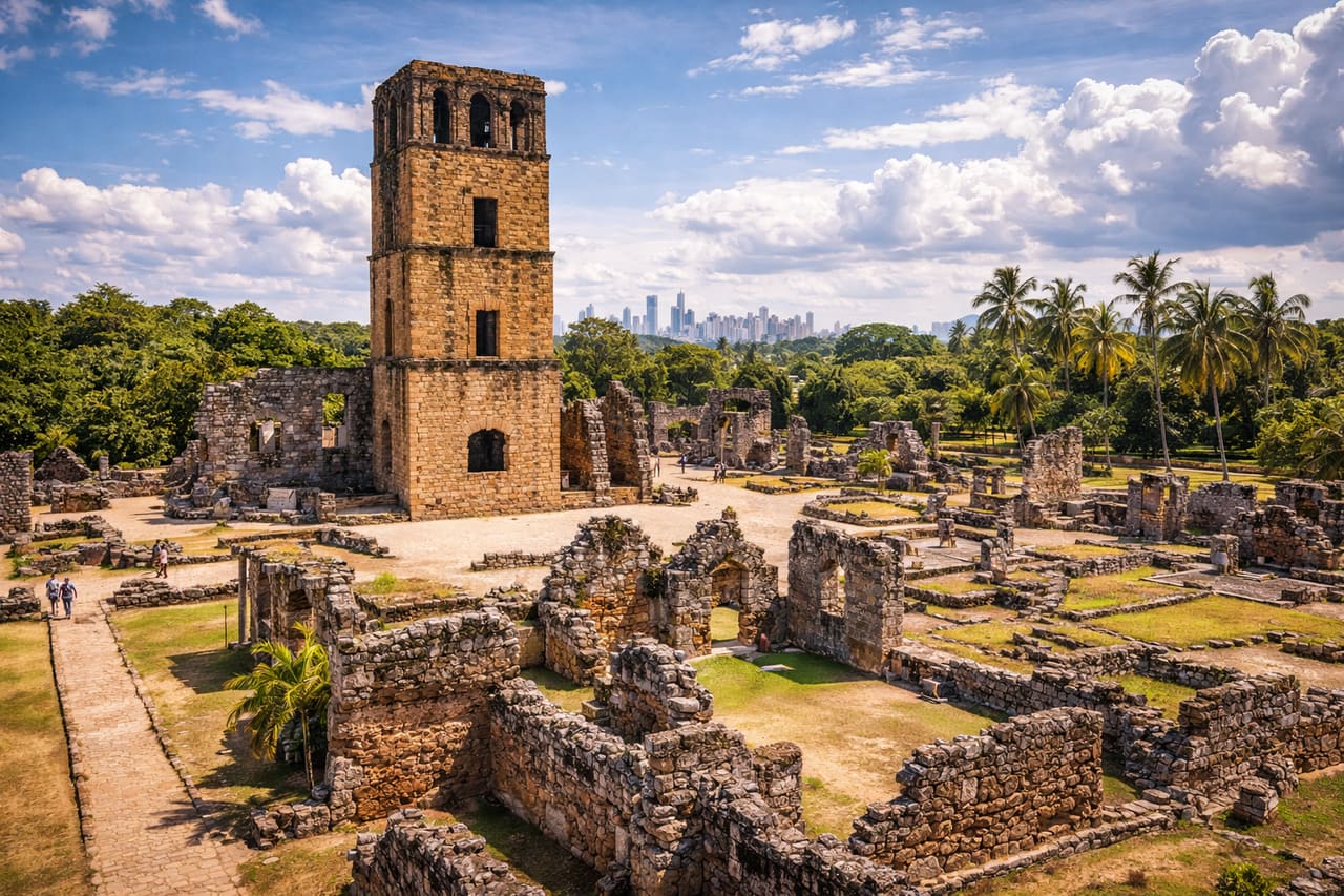 Rovine di Panama Viejo e antica torre della cattedrale
