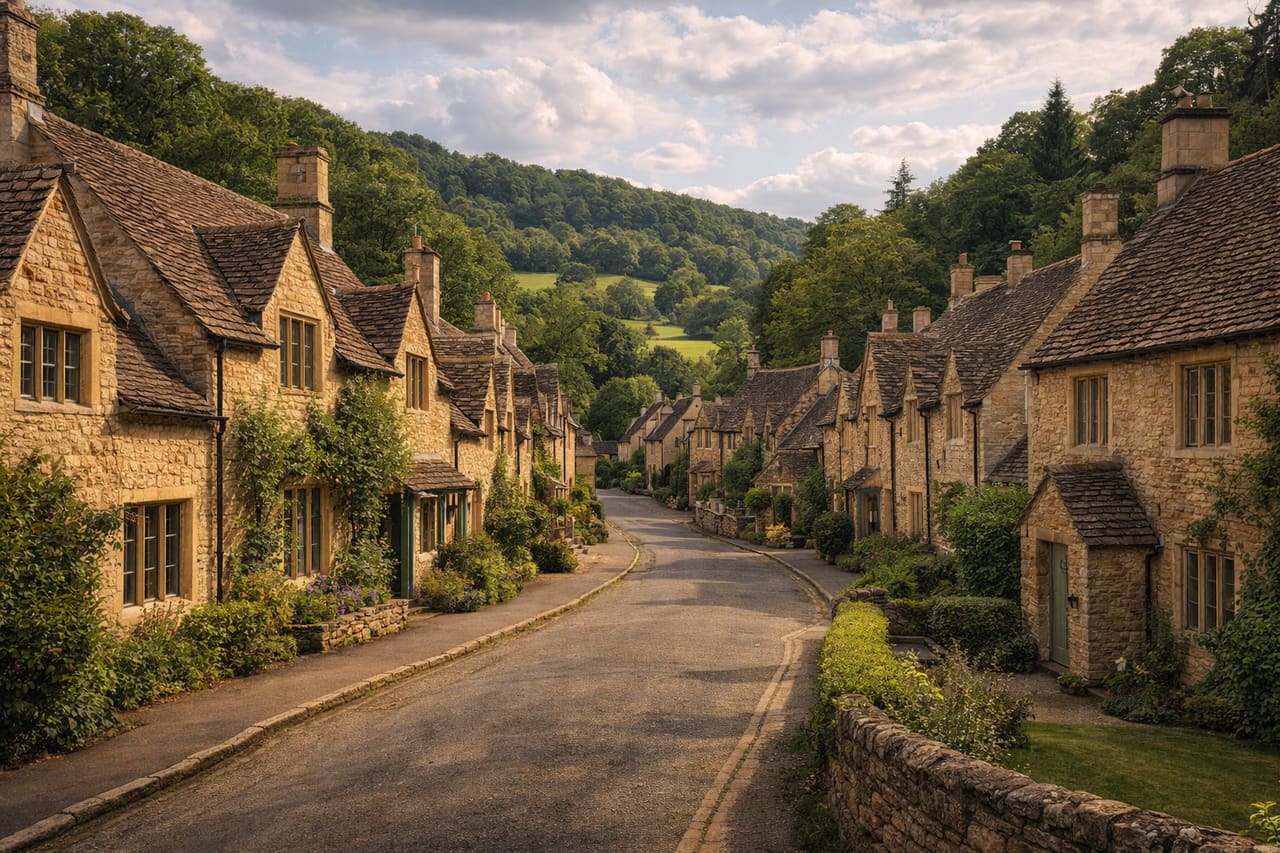 Un villaggio tradizionale nella regione delle Cotswolds