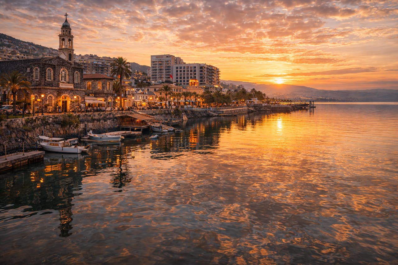 La città di Tiberiade sulla riva del Mare di Galilea
