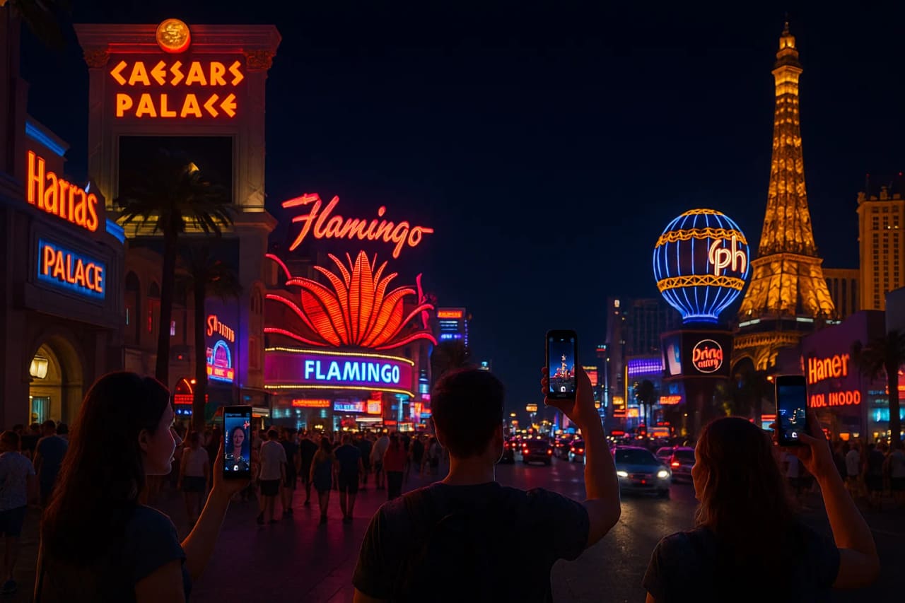 Las Vegas de nit amb rètols de neó