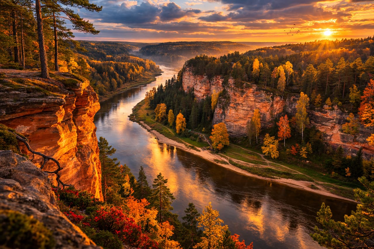 Gauja Nehri vadisi ve milli park ormanları