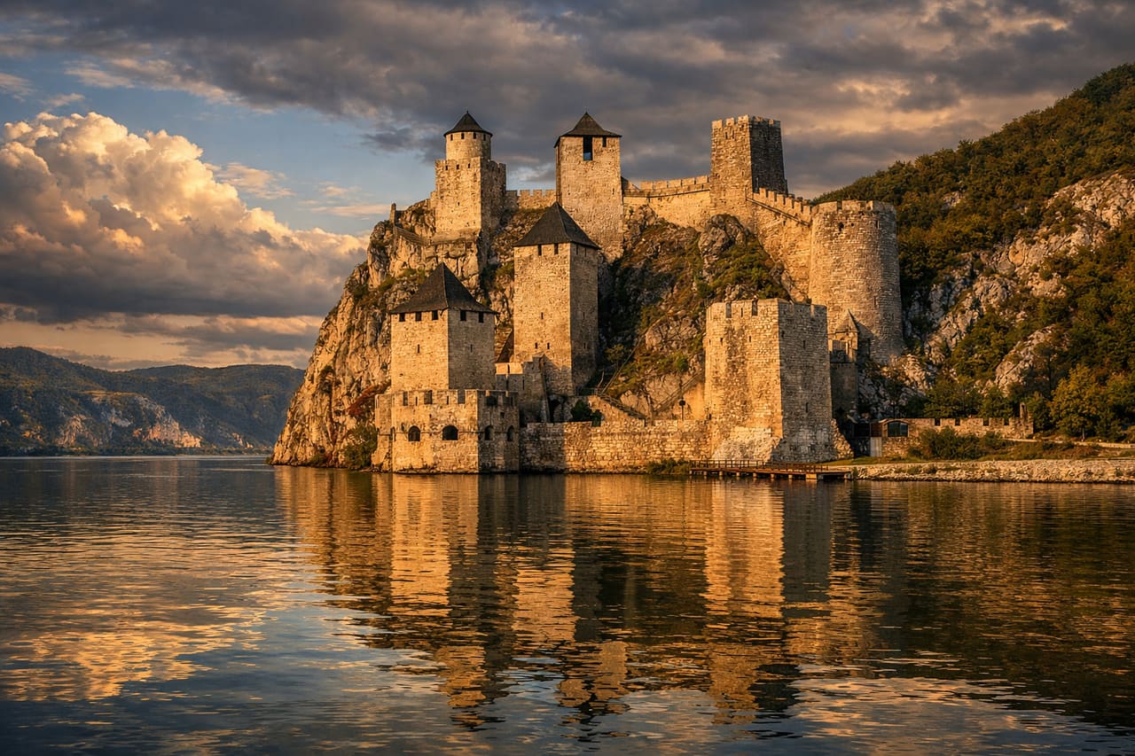 La Fortezza medievale di Golubac sulla riva del Danubio vicino al Parco nazionale di Đerdap.