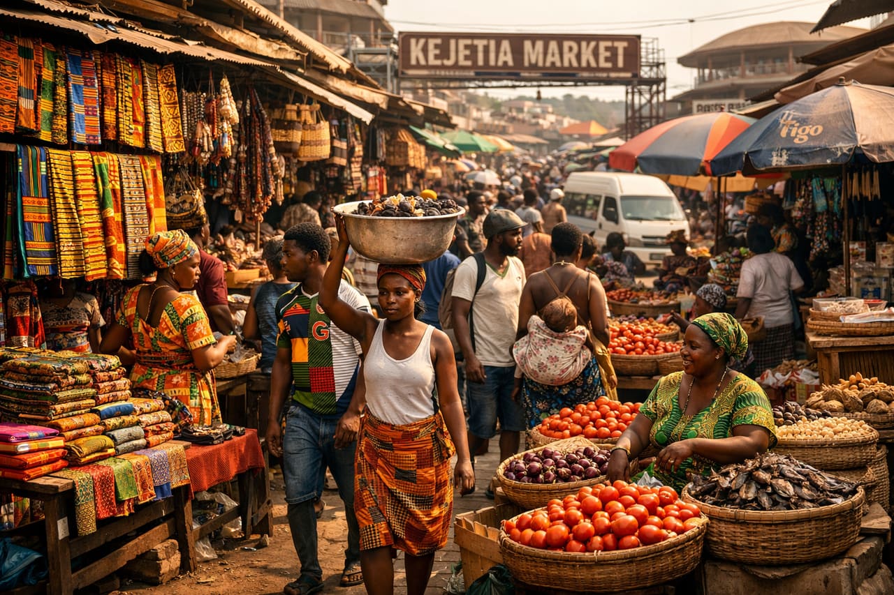 Mercato Kejetia nella città di Kumasi