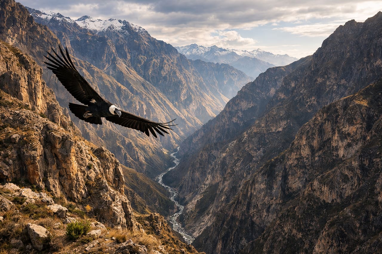Colca Canyon - salah satu ngarai terdalam di dunia dan salah satu tempat terbaik untuk mengamati kondor