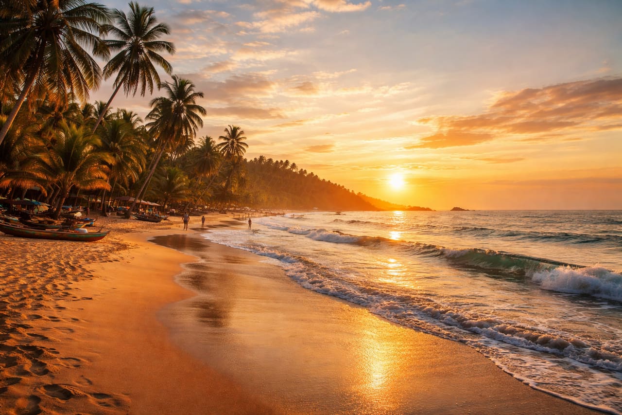 Spiaggia di Busua e palme sulla costa