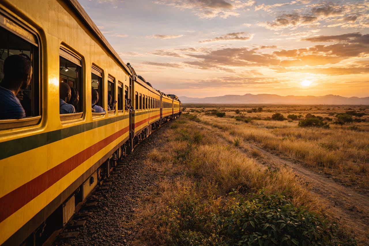 Treno sulla ferrovia di Benguela in Angola