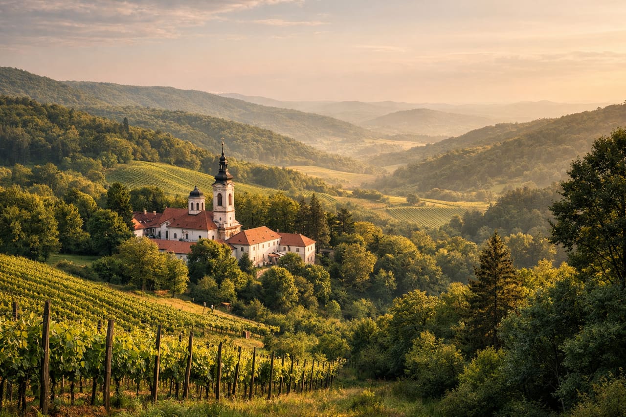 Il Parco nazionale di Fruška Gora con foreste, monasteri e regioni vinicole della Serbia.