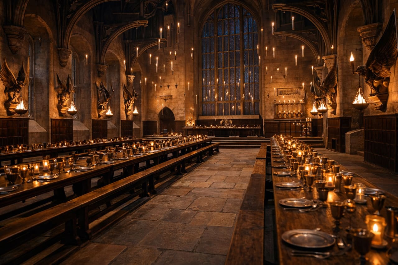 La Grande Sala di Hogwarts agli Studios Warner Bros di Londra
