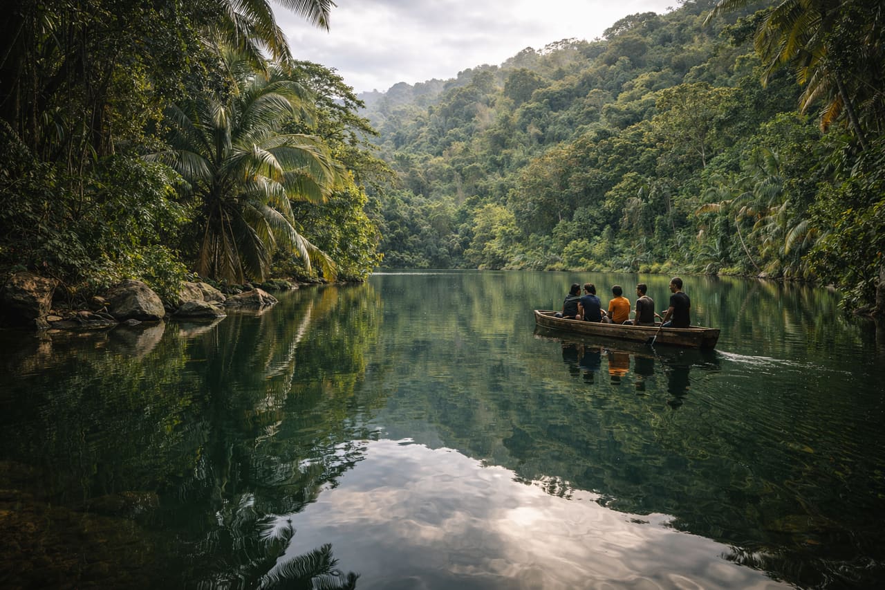 Laguna Lagoa Carumbo nel nord dell’Angola