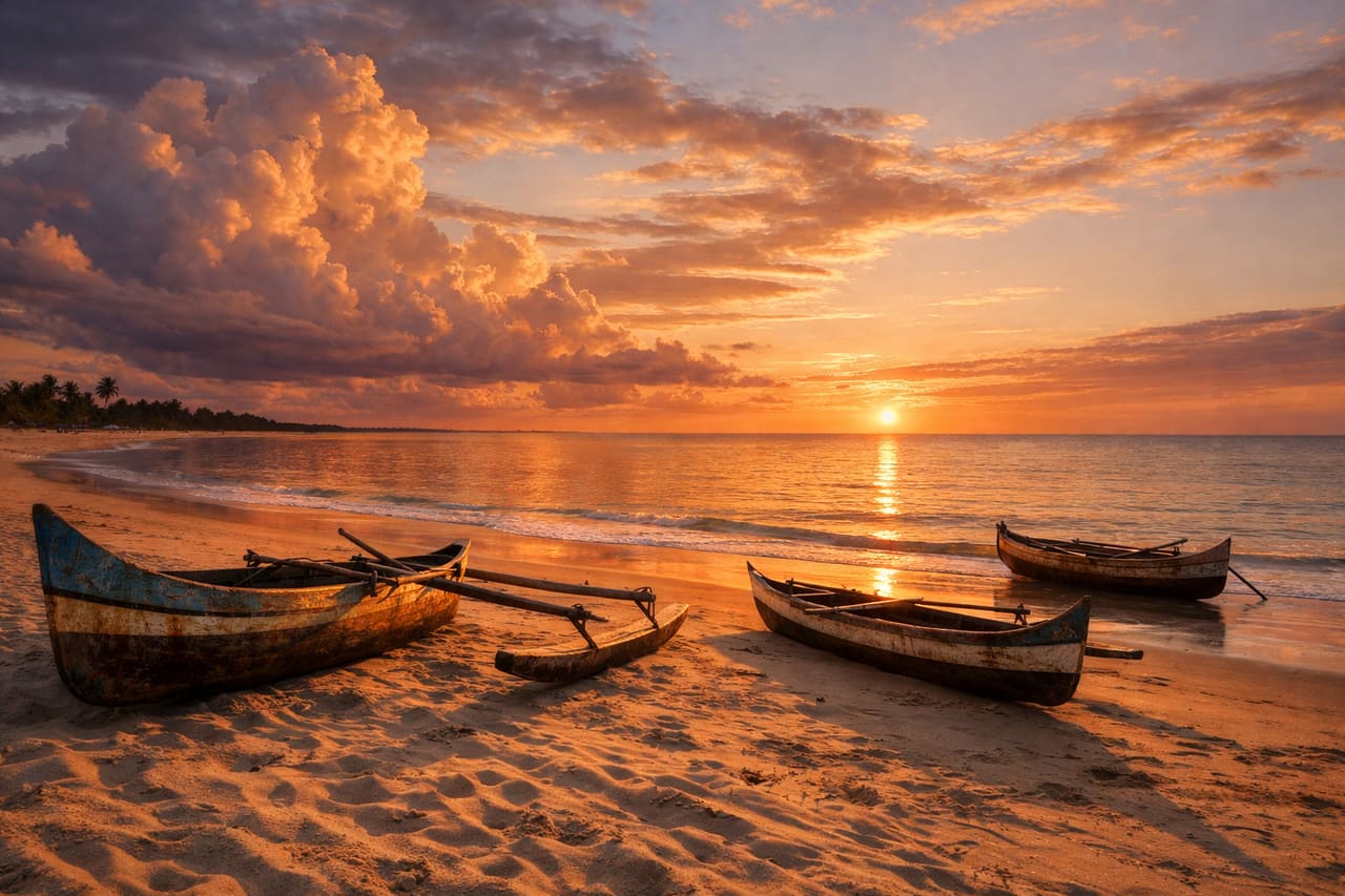Spiaggia di Morondava con barche