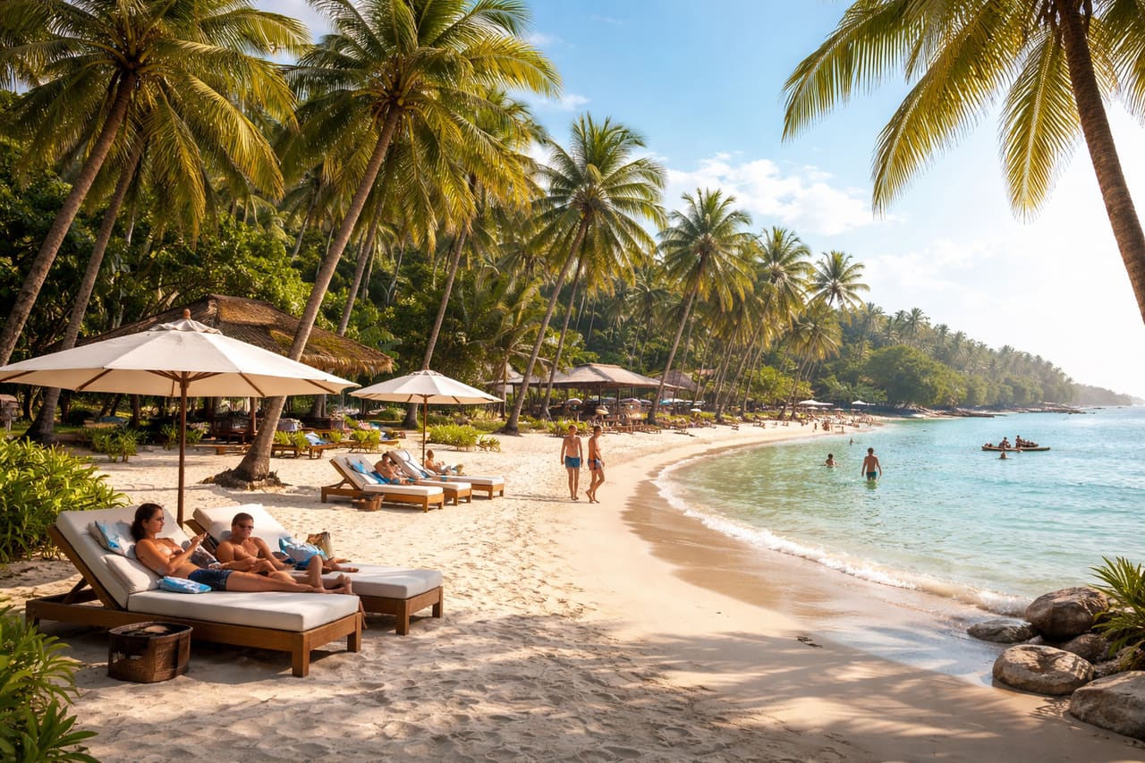 Spiaggia di Bintan con palme