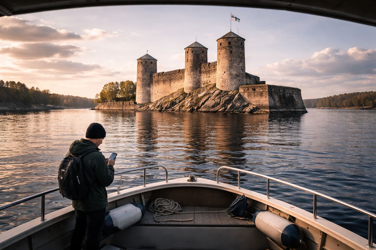 крепость Савонлинна на воде