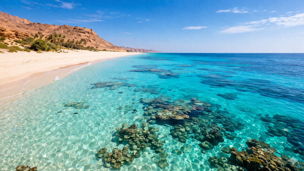 Пляж Красного моря с прозрачной водой