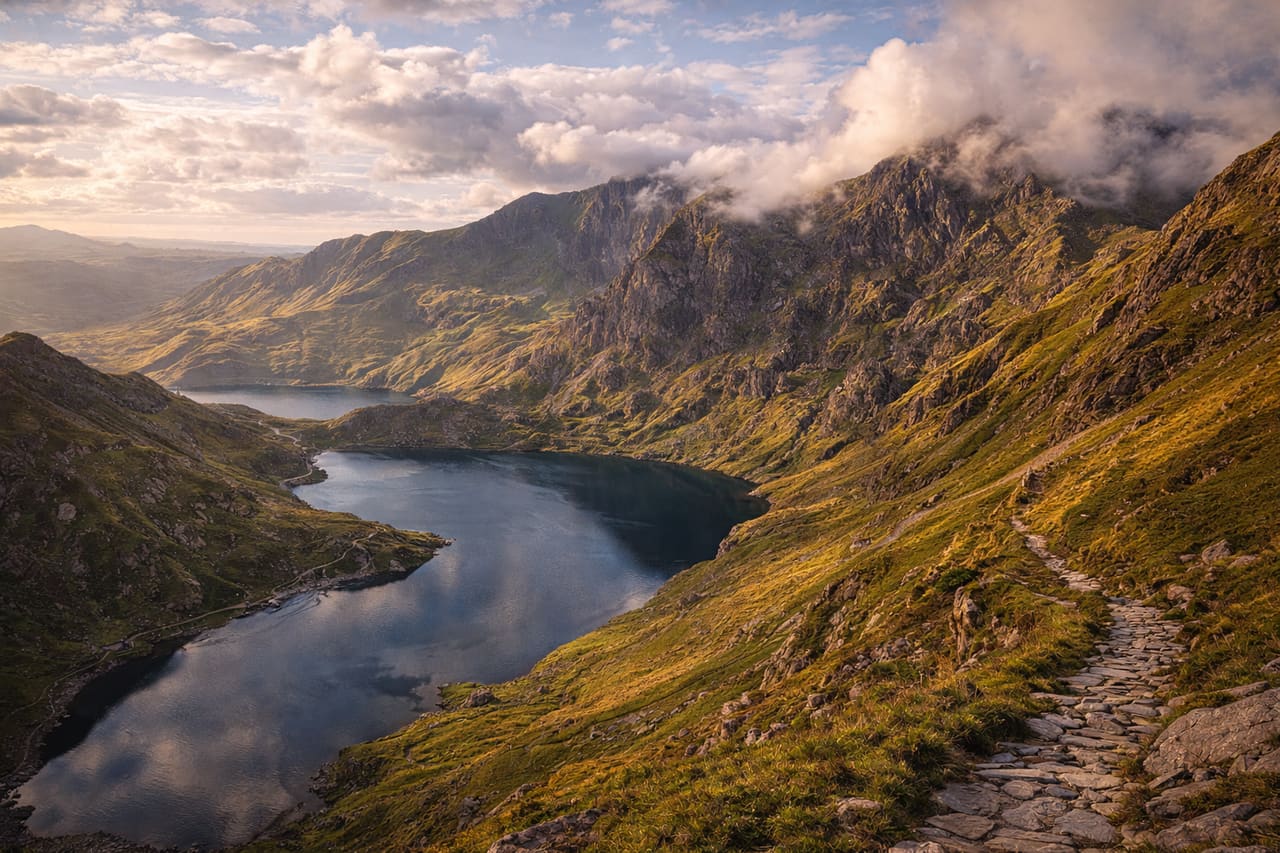 Paesaggi montani del parco nazionale di Snowdonia in Galles