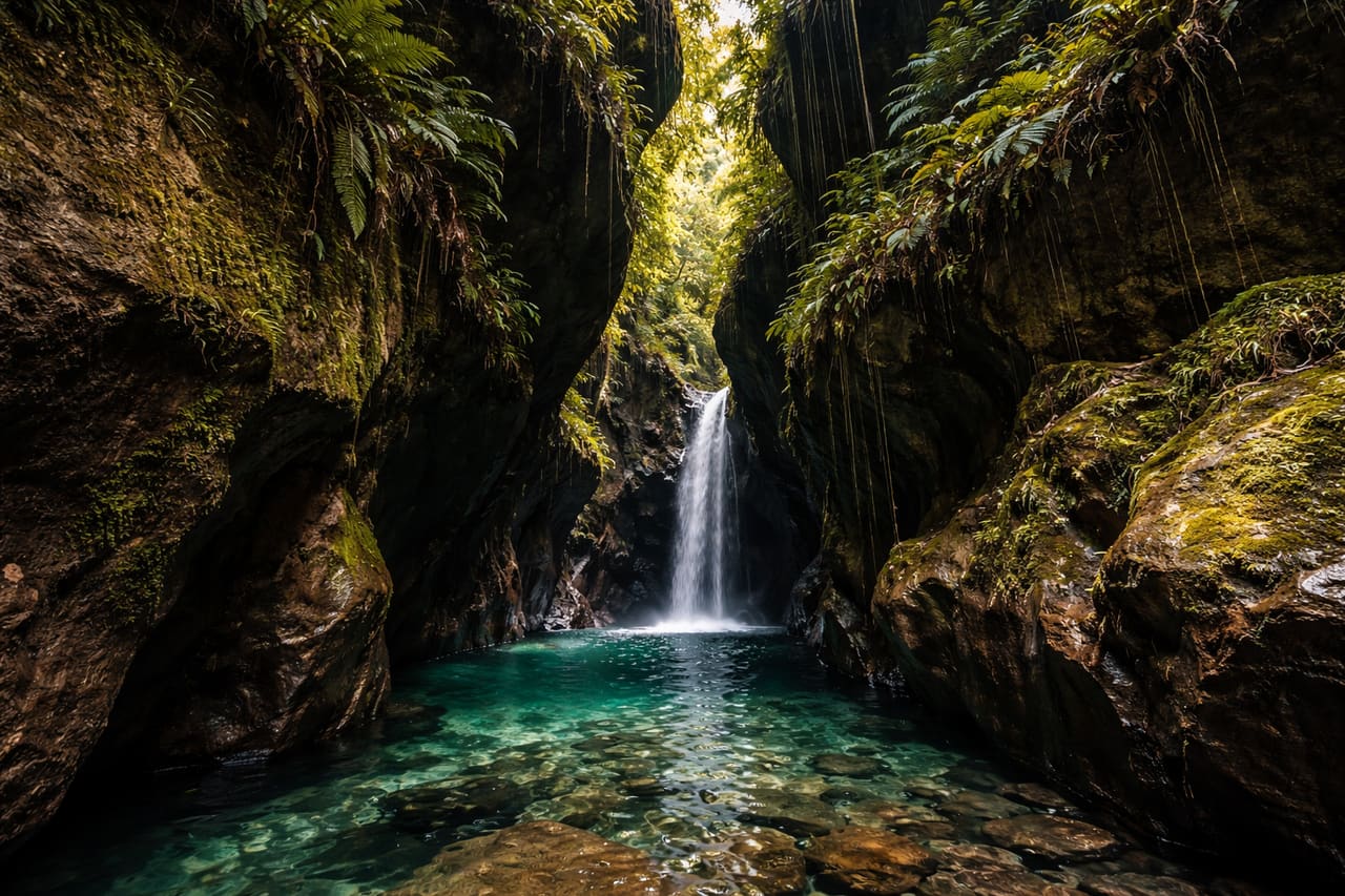 Soutěska Titou Gorge s vodou a skalami