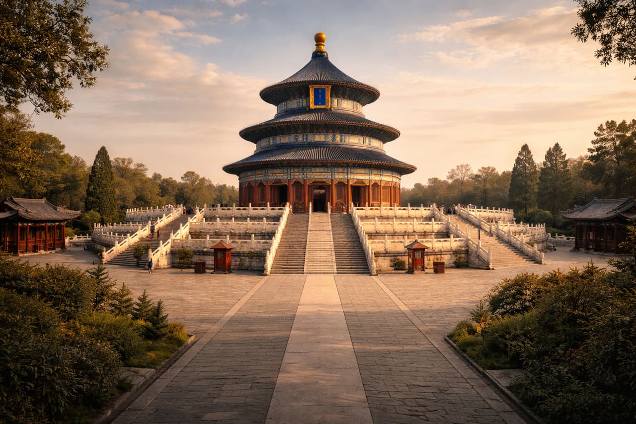 Il Tempio del Cielo a Pechino con il tetto blu