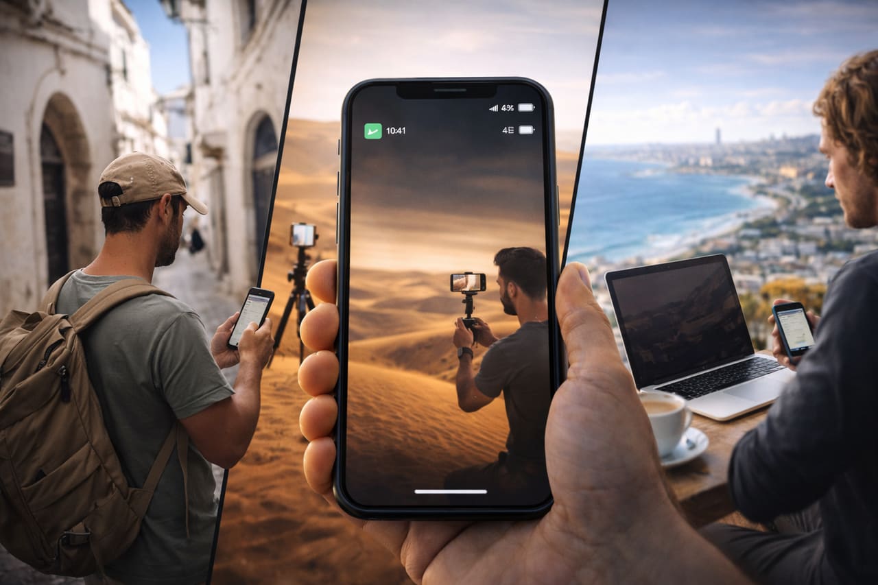 Un turista, un blogger e un lavoratore da remoto in Algeria usano l’eSIM per internet mobile