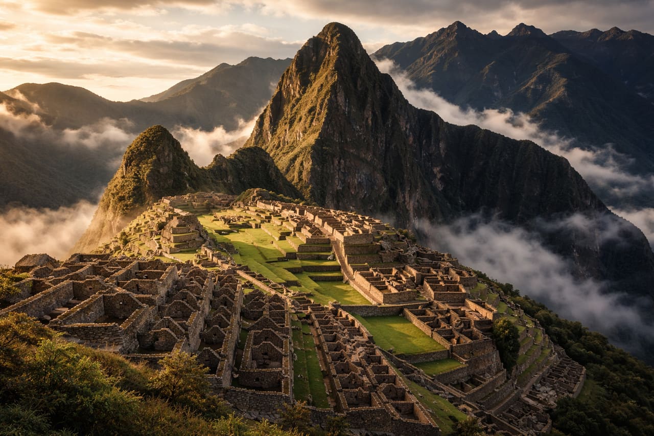 Kota legendaris Inca, Machu Picchu - salah satu tempat paling menakjubkan di Peru, tempat wisatawan menggunakan eSIM untuk peta dan navigasi