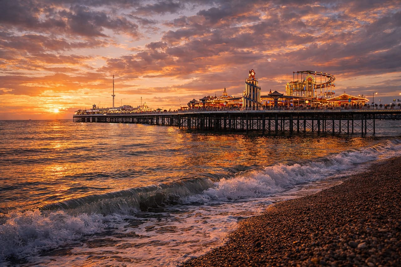 Il molo di Brighton sulla costa meridionale dell’Inghilterra