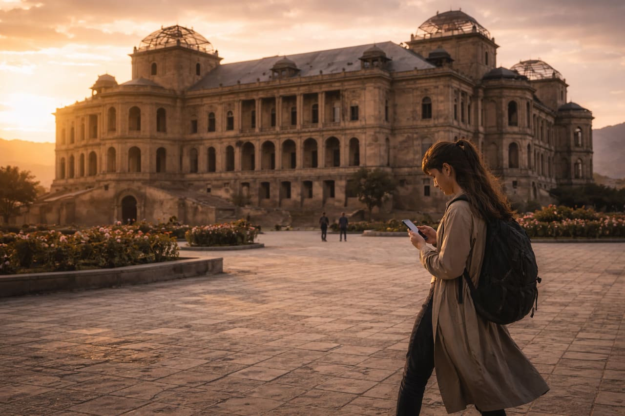 Palazzo Dar-ul-Aman e un turista con eSIM