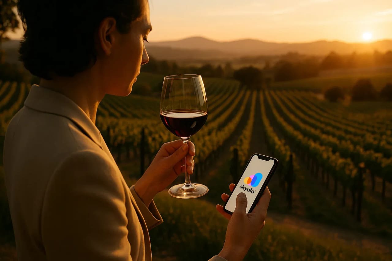 Vall de Napa: una noia bonica amb una copa de vi i un smartphone