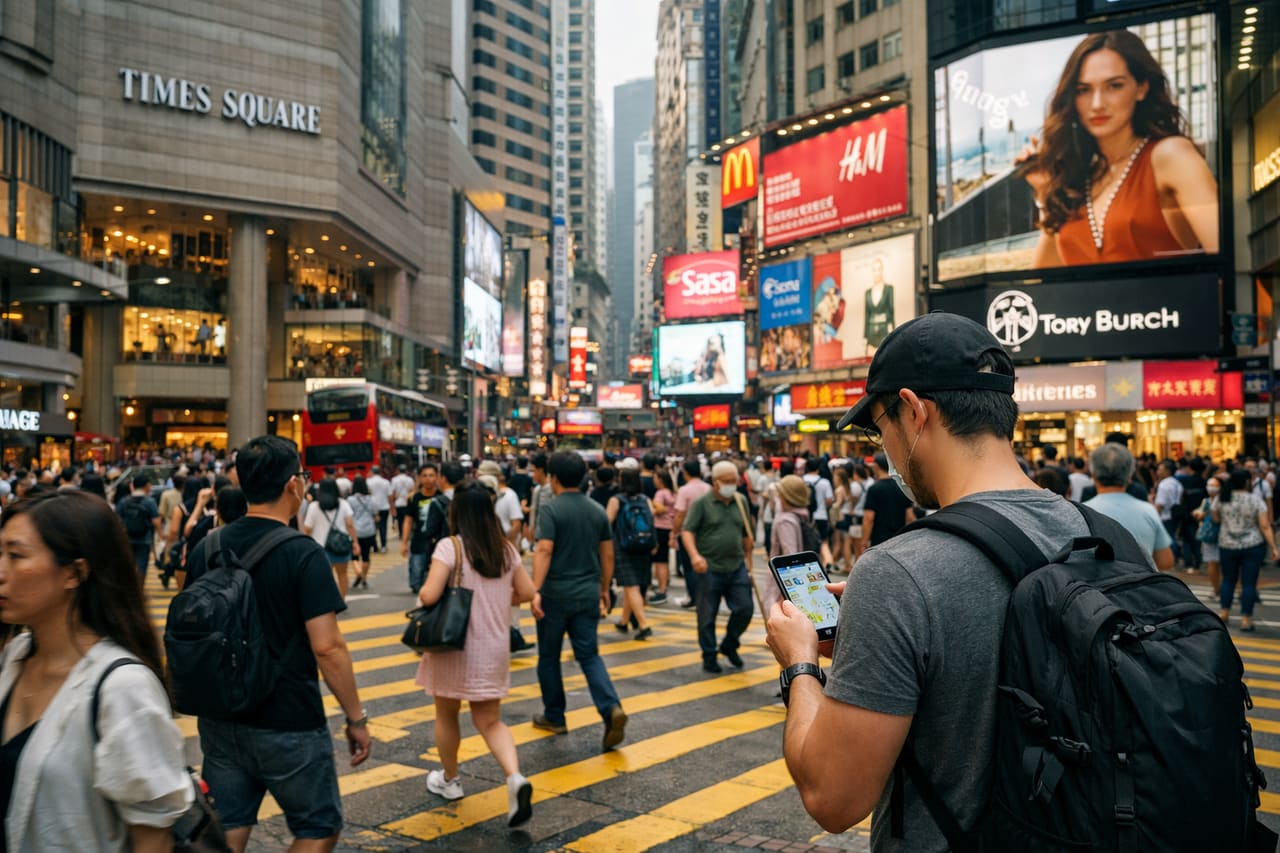 Il vivace quartiere commerciale di Causeway Bay a Hong Kong.