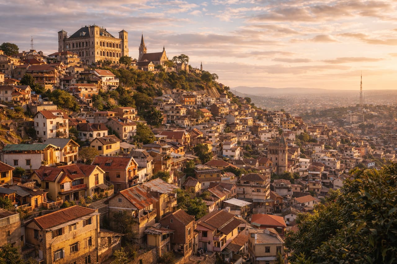 Panorama di Antananarivo con il Palazzo Rova