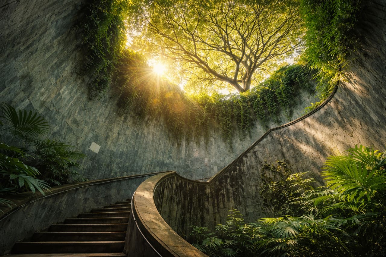 La scala a chiocciola a Fort Canning Park.