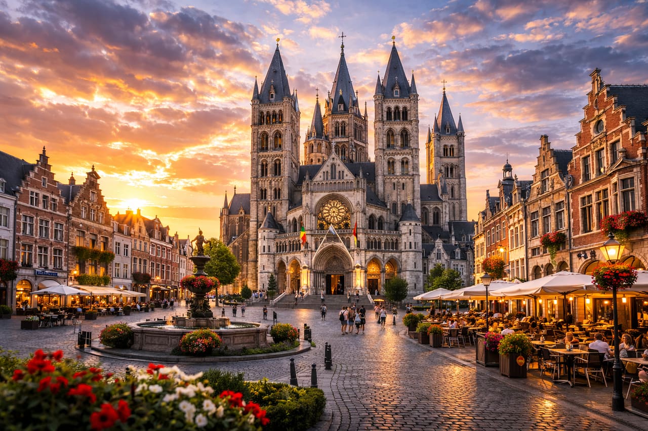La cattedrale nella città di Tournai, in Belgio