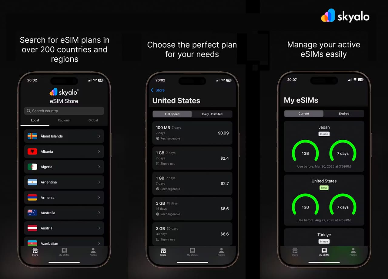 Die Skyalo-App-Oberfläche — intuitiv und benutzerfreundlich.