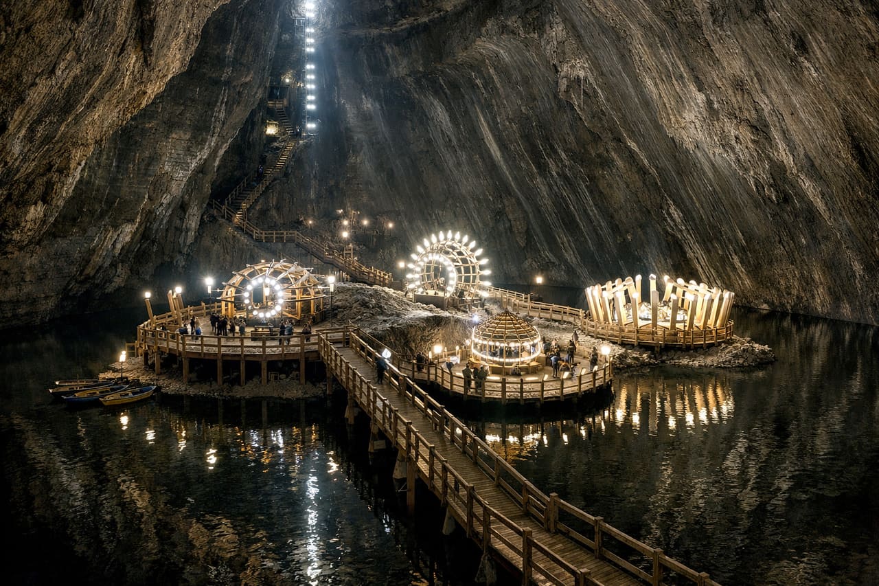 Una sala sotterranea della miniera di sale di Turda.