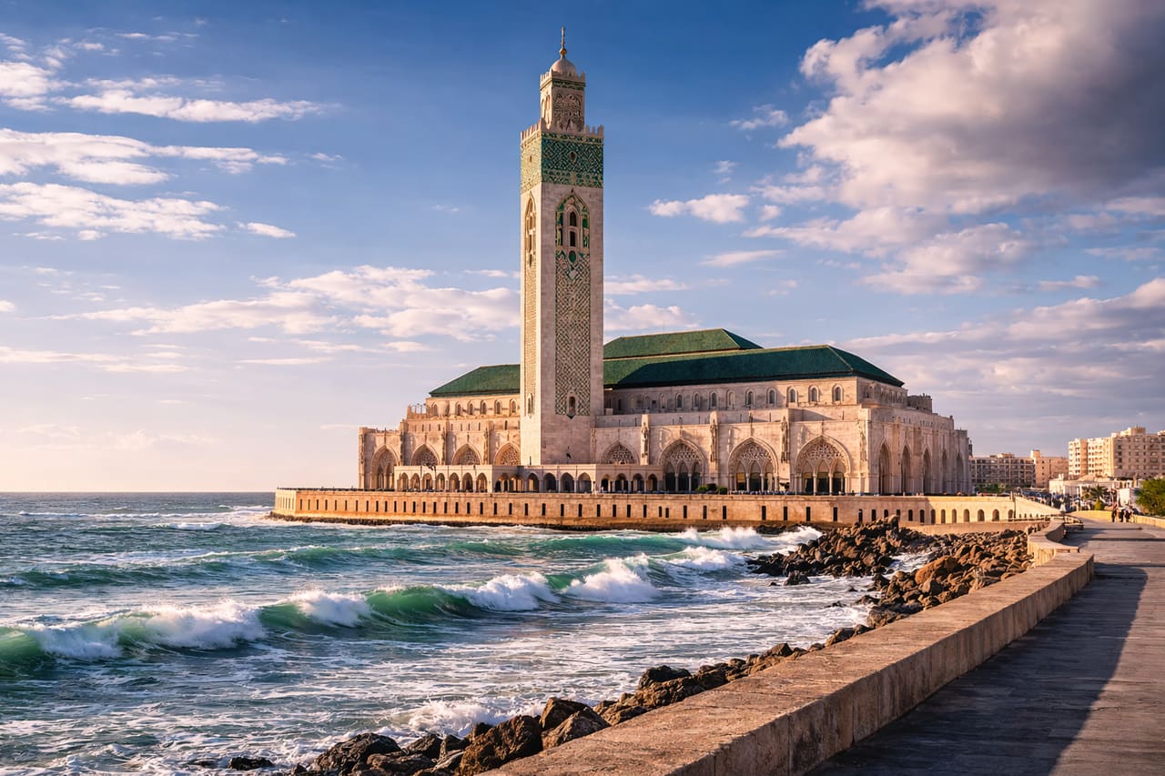 Moschea di Hassan II nella città di Casablanca.