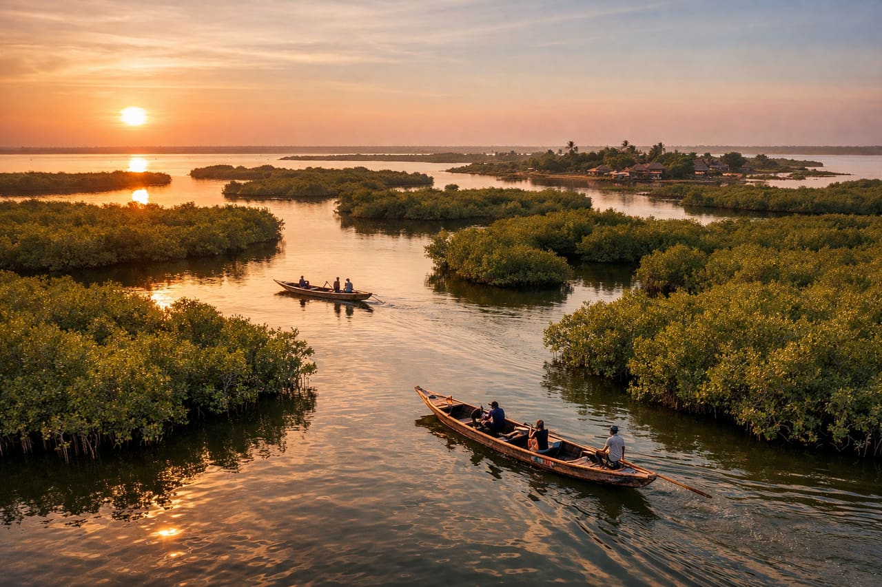 Isola di Mar Lodj nel Delta del Saloum con foreste di mangrovie.