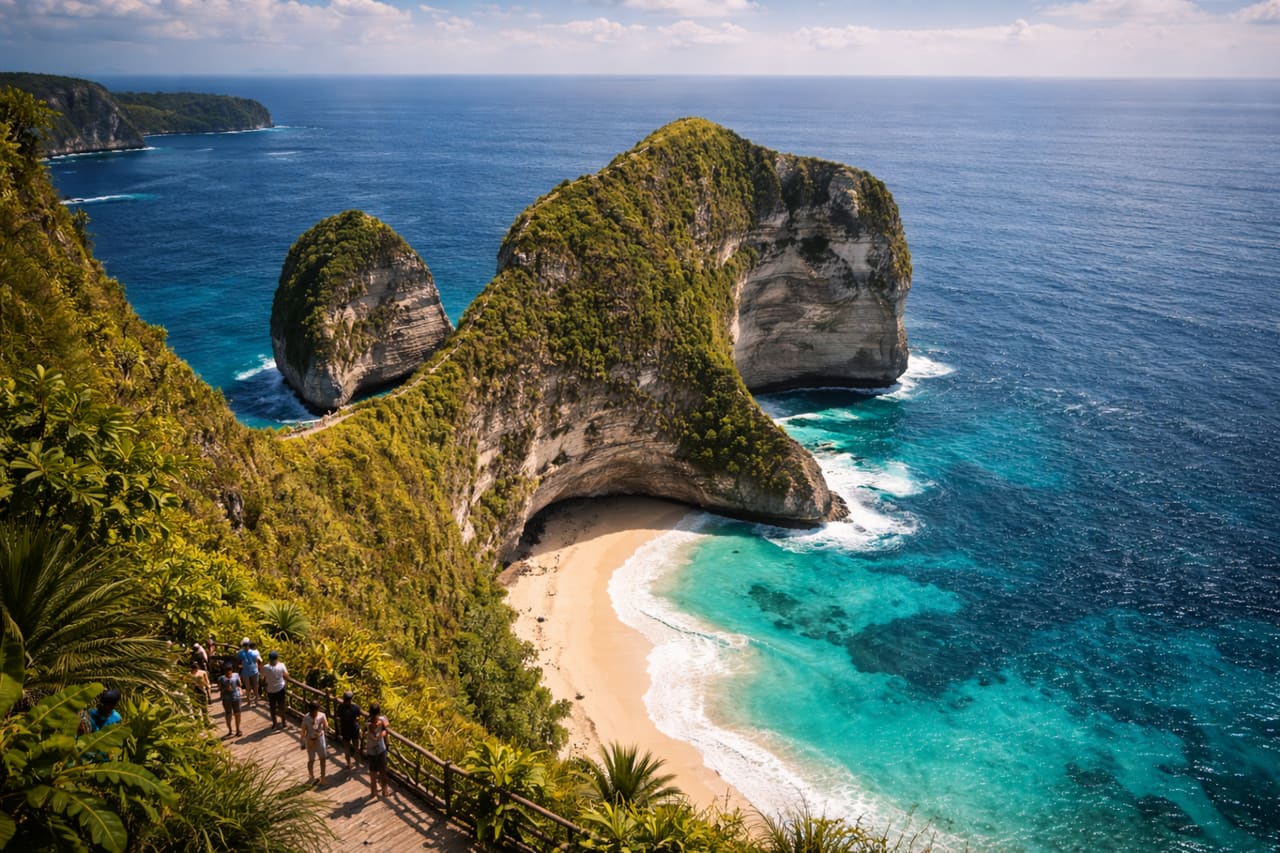 Scogliera di Kelingking a Nusa Penida con vista panoramica