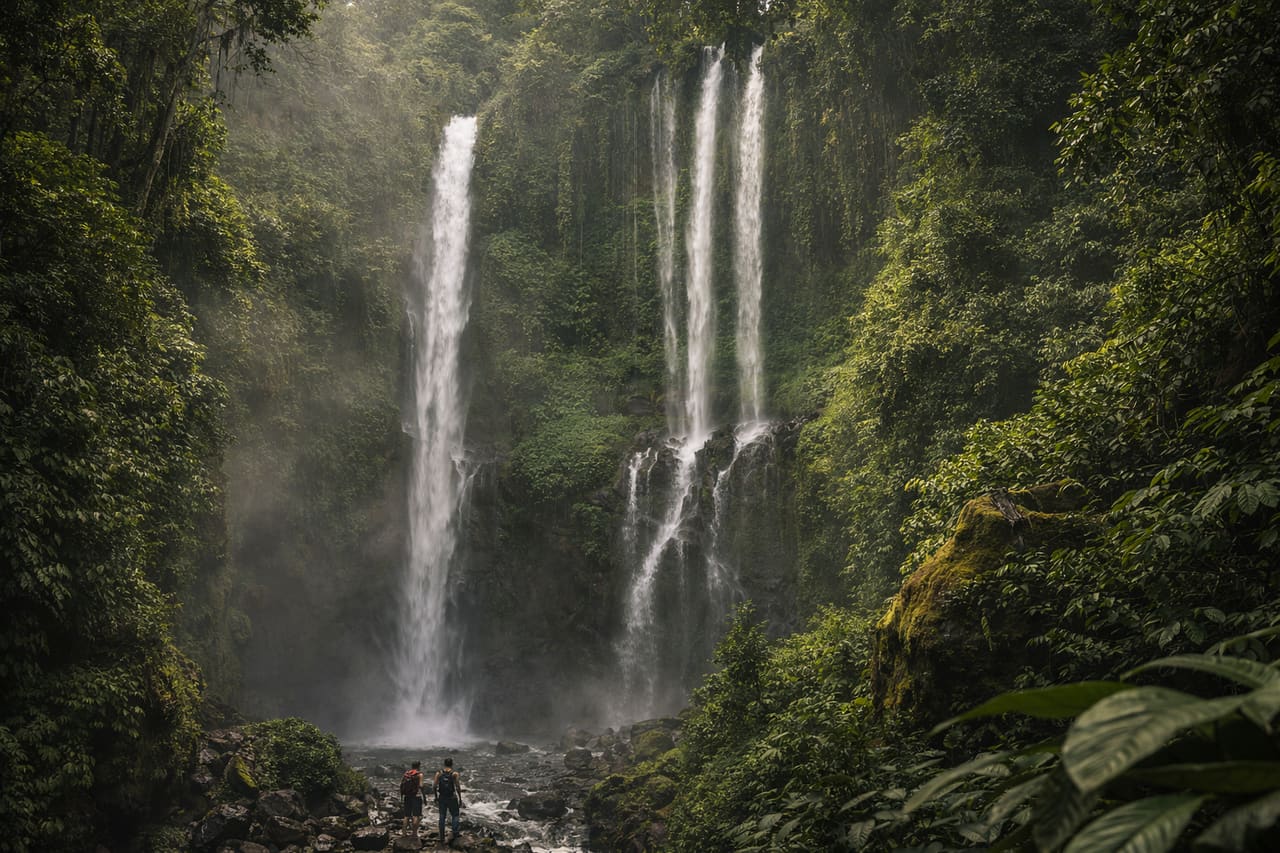 Cascata Sekumpul nella fitta giungla di Bali