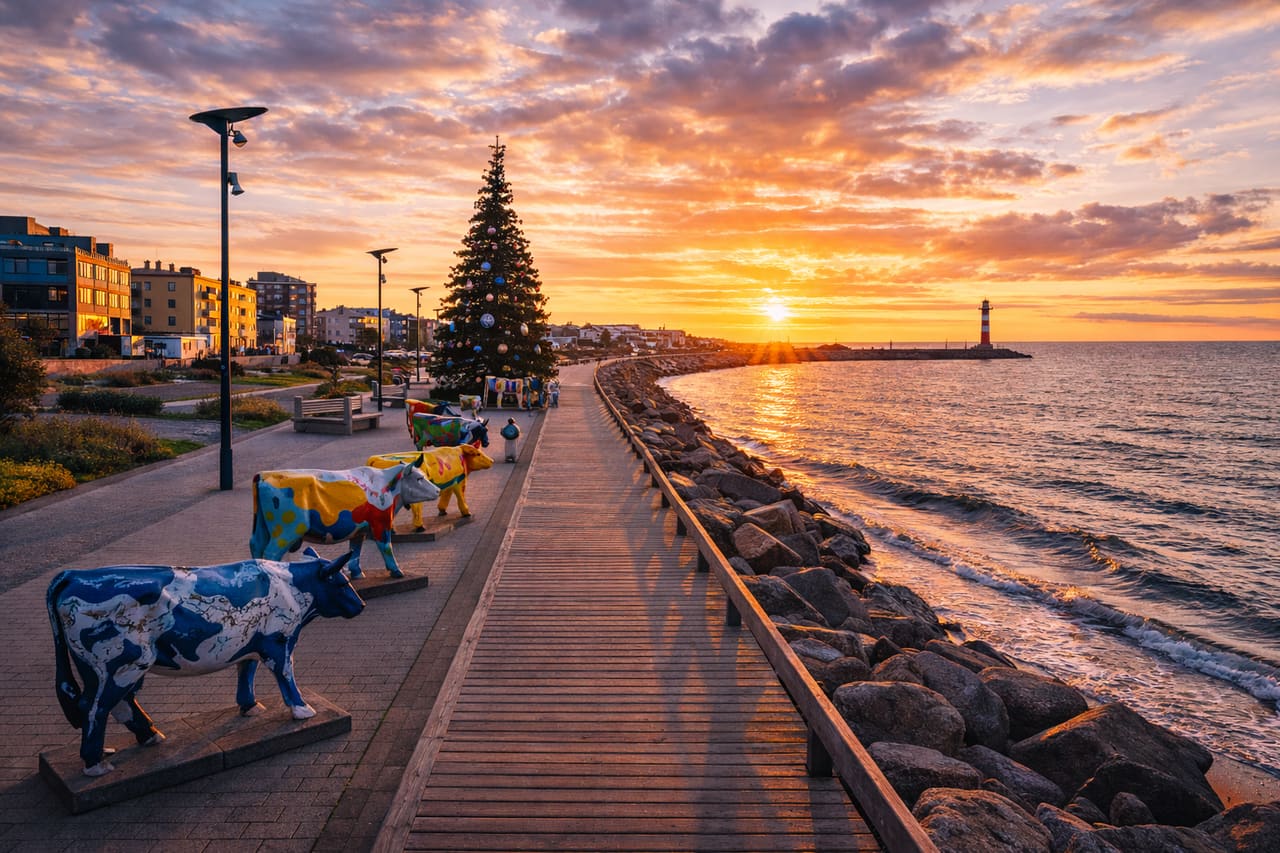 Ventspils sahil şeridi ve Baltık Denizi