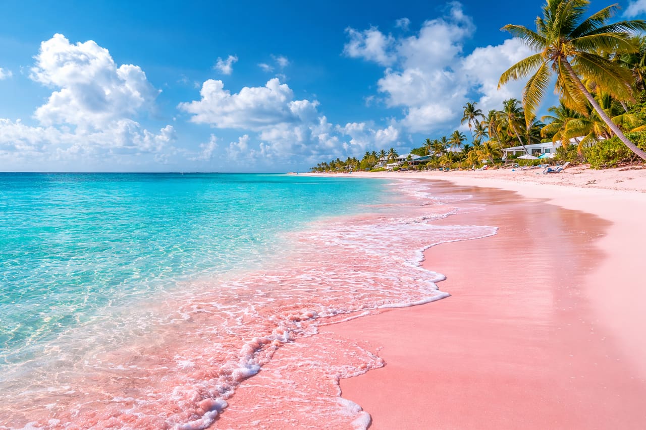 La spiaggia rosa sull’isola di Harbour Island.
