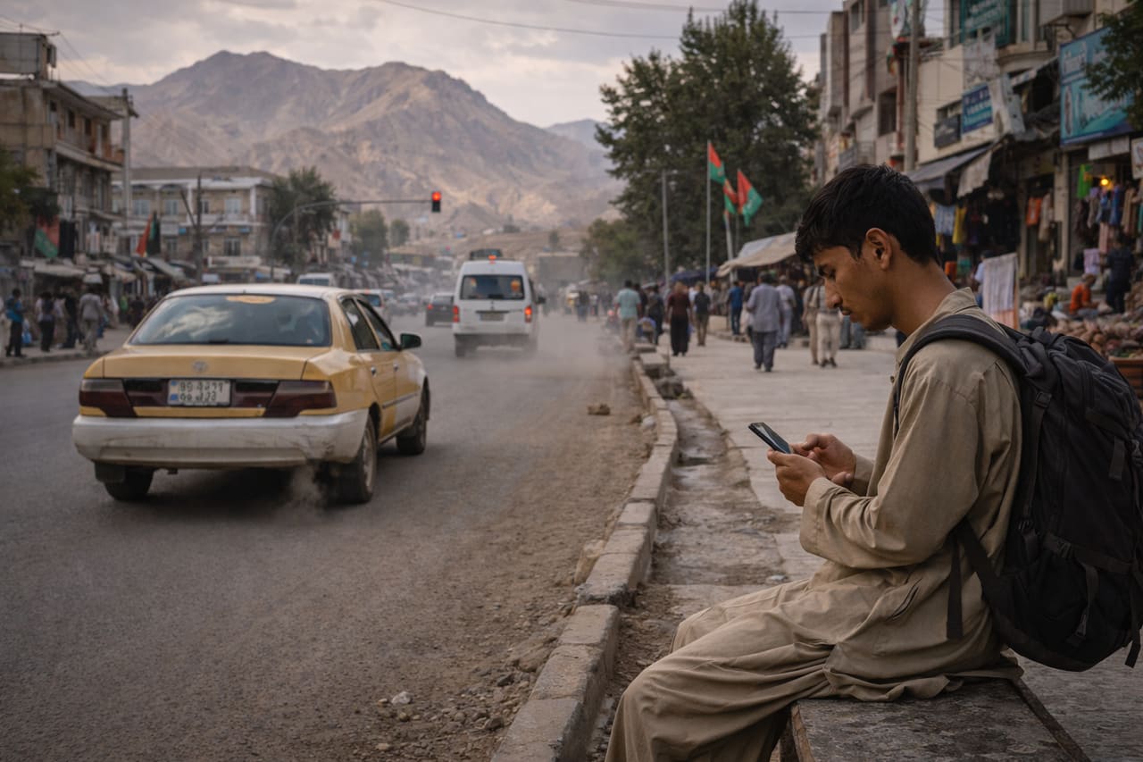 Città di Pul-e Khumri e un turista con eSIM