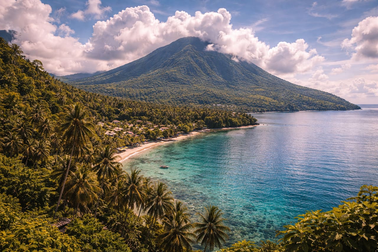L’isola vulcanica di Camiguin con natura tropicale nelle Filippine.