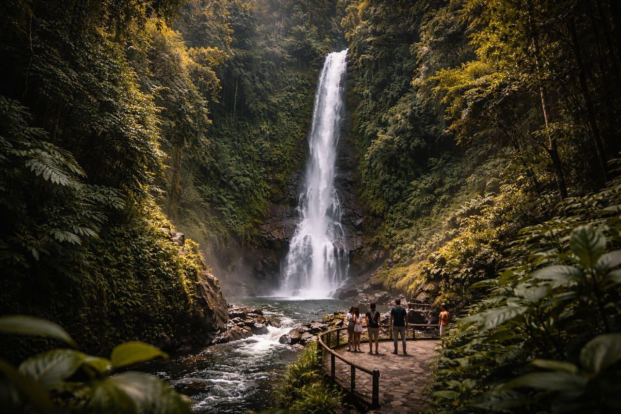 Cascata di Gitgit nella fitta giungla di Bali