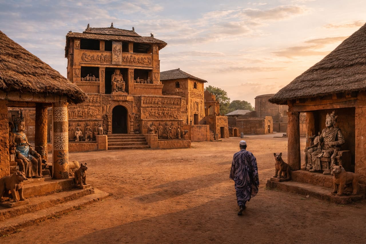 Abomey i Benin med kongelige paladser, historisk arkitektur og atmosfæren i den gamle hovedstad for kongeriget Dahomey