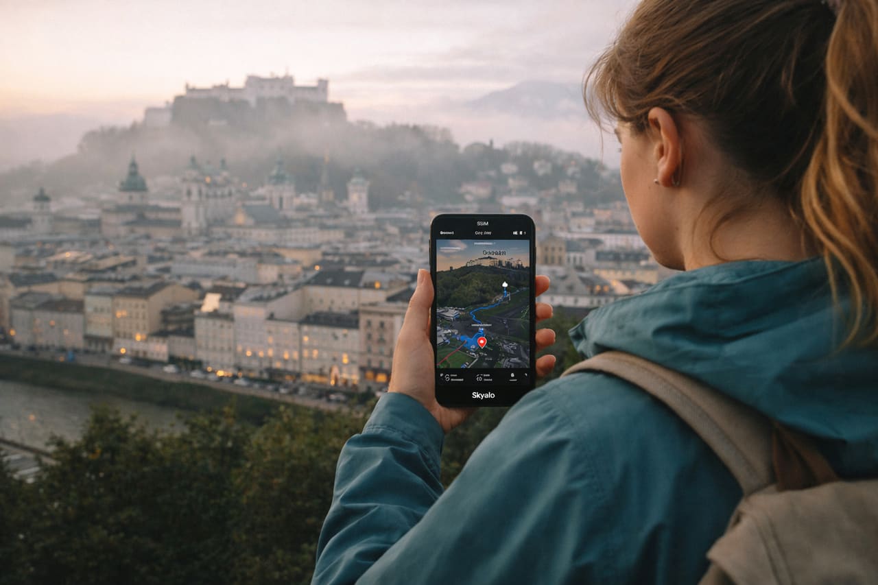 Navigazione a Salisburgo tramite smartphone con eSIM per viaggiare in Austria