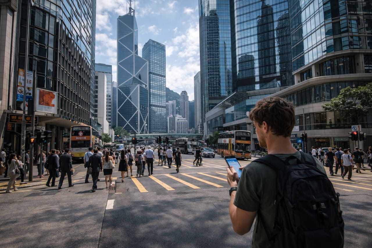 I grattacieli del distretto business di Central a Hong Kong.