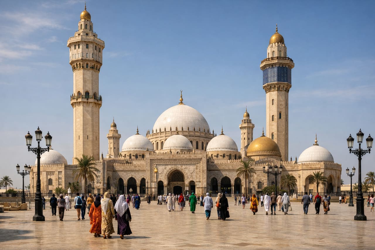 Grande Moschea di Touba con alti minareti.