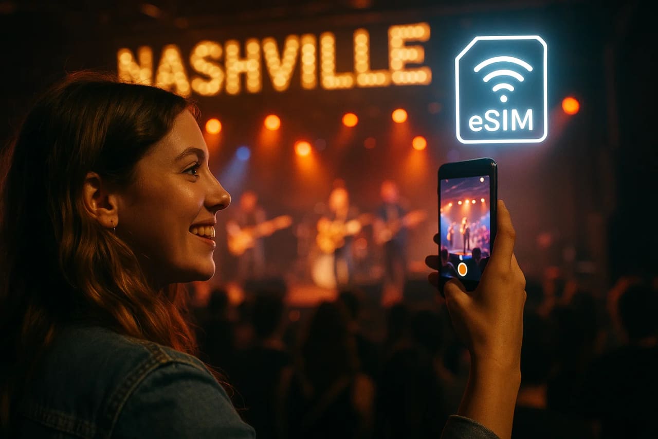 Concert a Nashville: una noia i un smartphone Android amb eSIM
