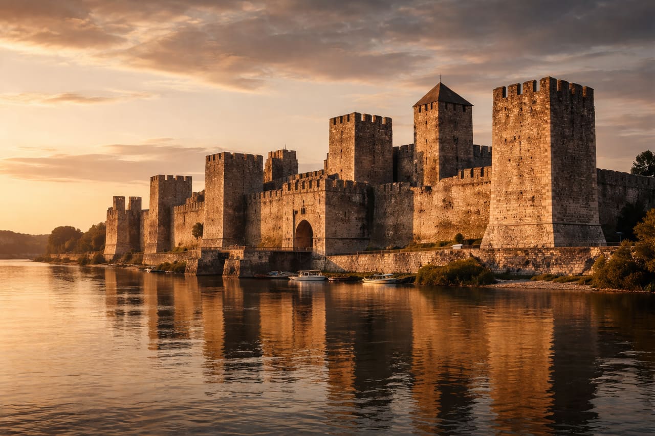 La Fortezza di Smederevo sulle rive del Danubio: grande fortezza medievale in Serbia.