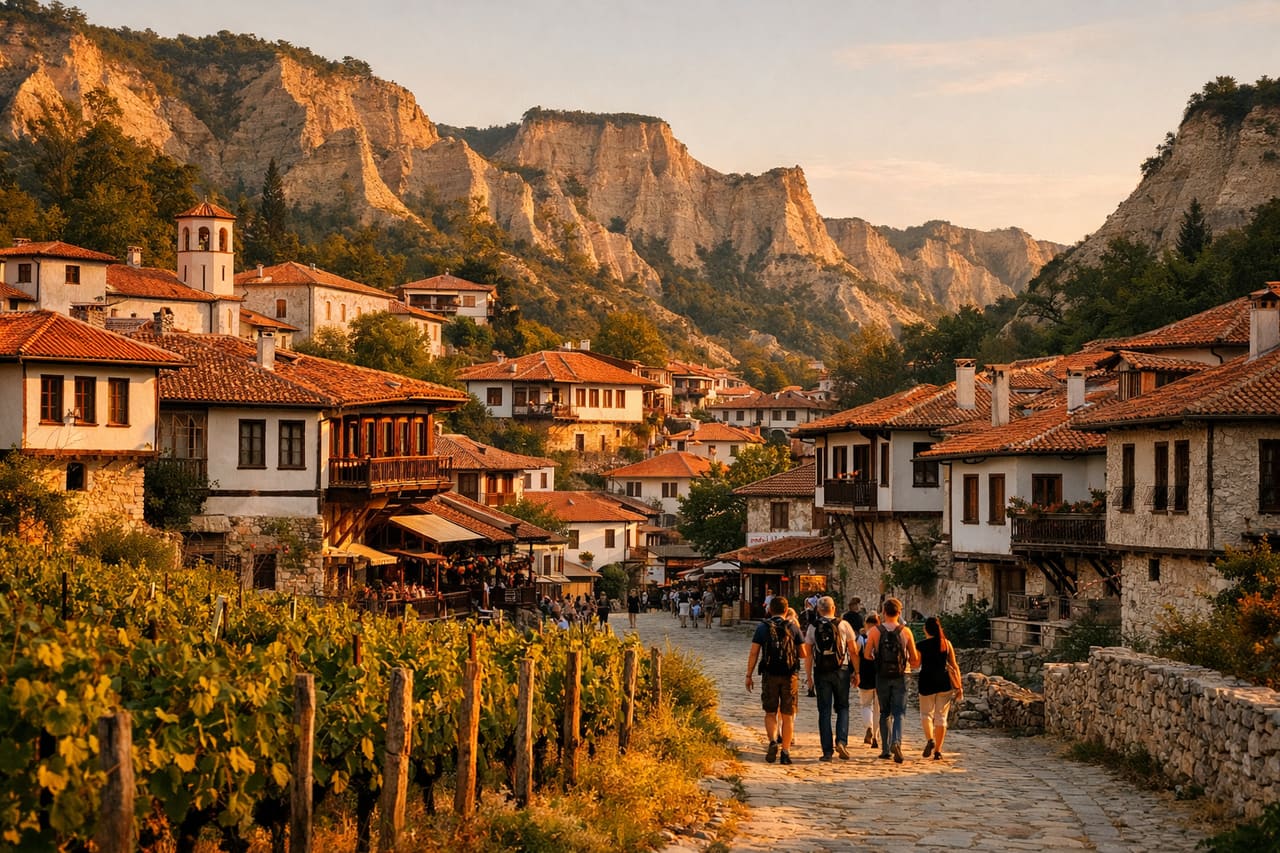 La città di Melnik e le sue case del vino tra le rocce della Bulgaria