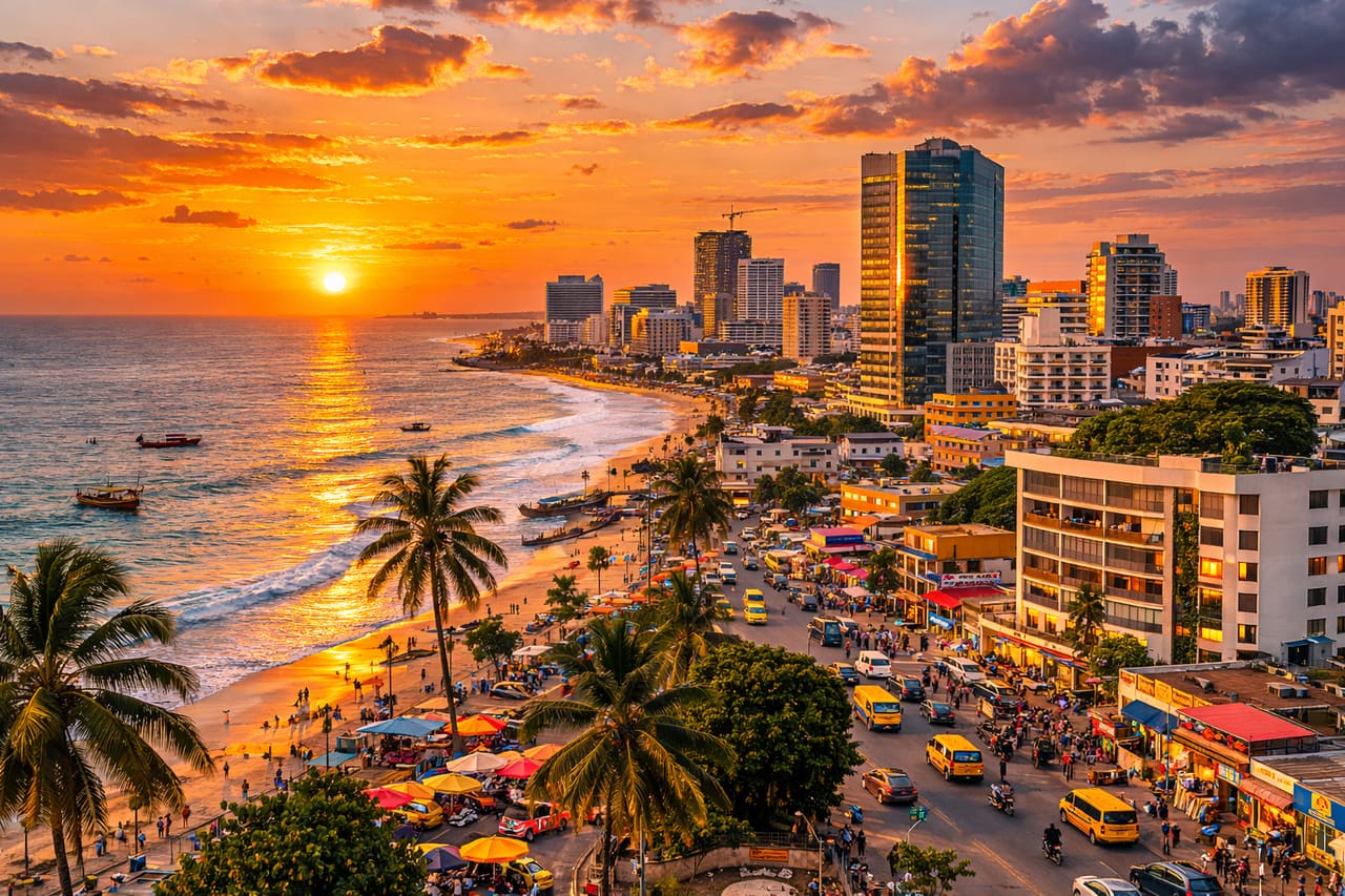 La città di Accra e la costa dell’Oceano Atlantico